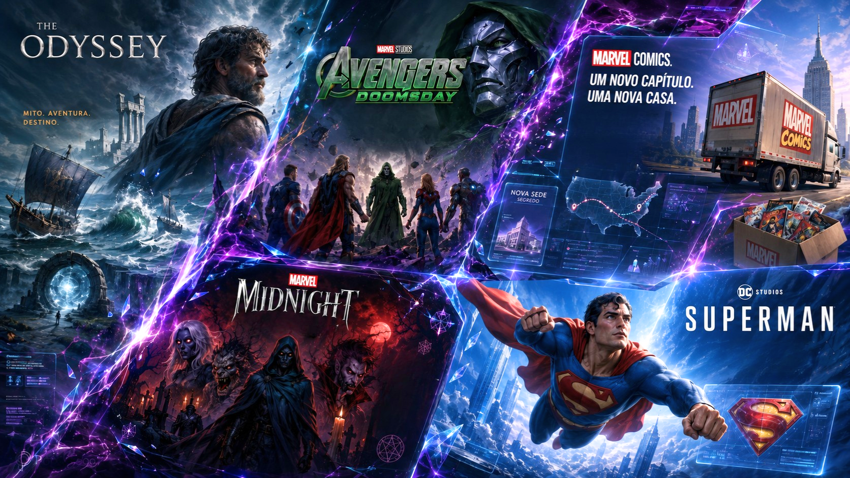 PopScope #3 - A Odisseia conquista o cinema, Marvel muda de casa e os heróis entram numa era mais sombria - banner editorial EPOPCULTURE News